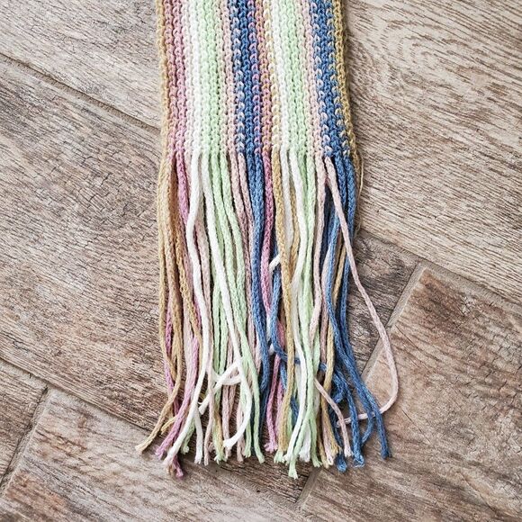Multicolored Knit Scarf with Fringe Ends - Picture 6 of 7